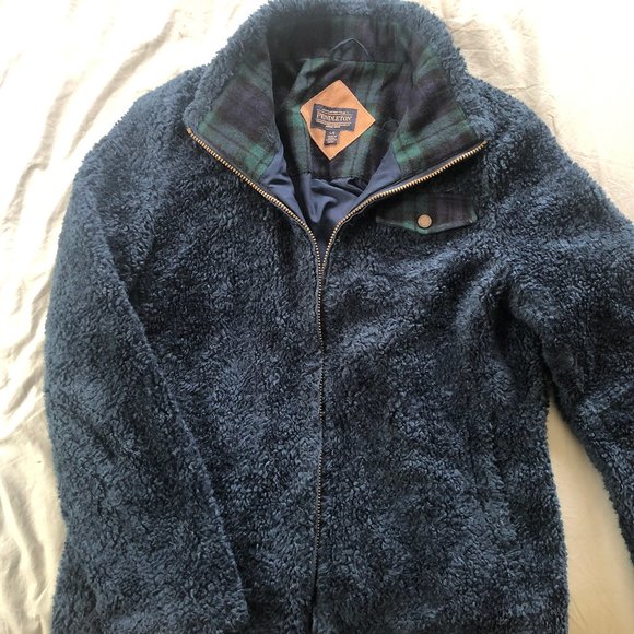 Pendleton Sherpa Fuzzy Navy Jacket - Size L - Picture 2 of 3